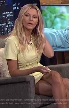 Morgan’s yellow ruched mini dress on E! News Nightly Pop