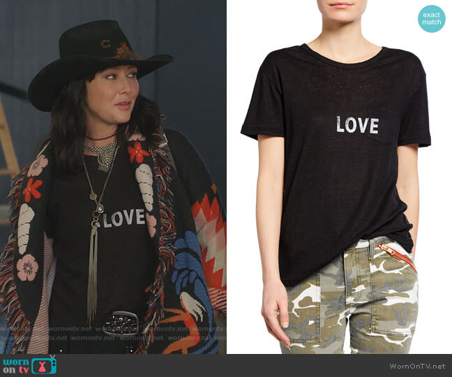 Zadig & Voltaire Amber Love Short-Sleeve Linen Tee worn by Shannen Doherty (Shannen Doherty) on BH90210