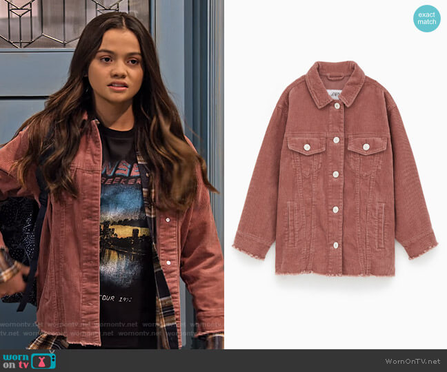 Zara Corduroy Jacket with Frayed Trim worn by Nick (Siena Agudong) on No Good Nick