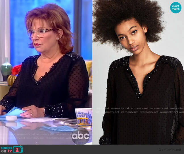 Zara Mesh Embellished Top worn by Joy Behar on The View