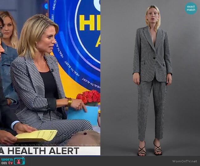 Zara Gingham Jogging Pants worn by Amy Robach on Good Morning America