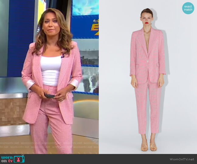 Zara Gingham Blazer worn by Ginger Zee on Good Morning America