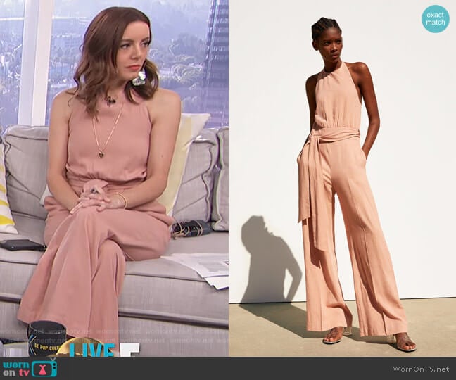 Zara Long Rustic Jumpsuit worn by Melanie Bromley on E! News