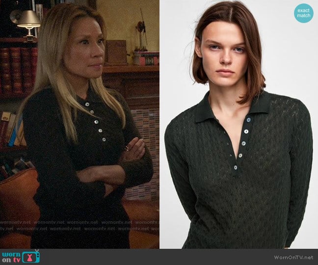 Zara Pointelle Polo worn by Joan Watson (Lucy Liu) on Elementary