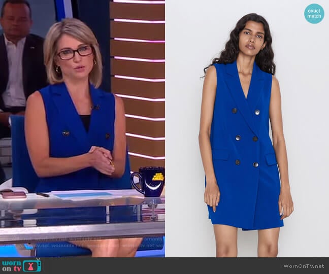 Zara Sleeveless Buttoned Dress worn by Amy Robach on Good Morning America