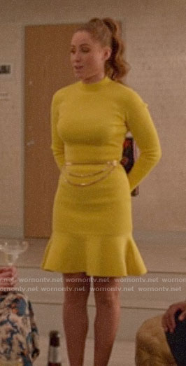 Zara’s yellow long sleeve dress on Four Weddings and a Funeral