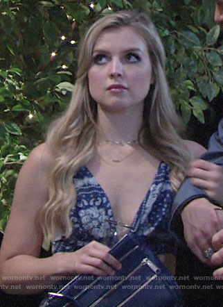 Zoe’s blue paisley print maxi dress on The Young and the Restless