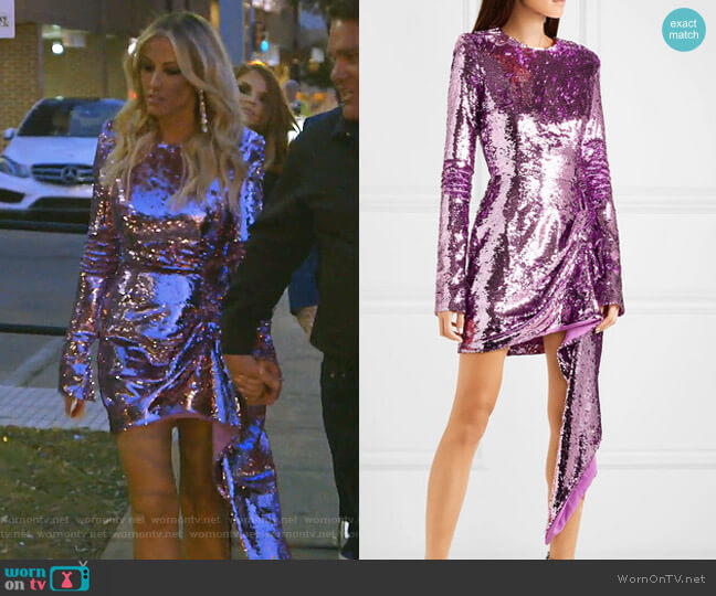 16Arlington Draped Sequined Crepe Mini Dress worn by Stephanie Hollman on The Real Housewives of Dallas