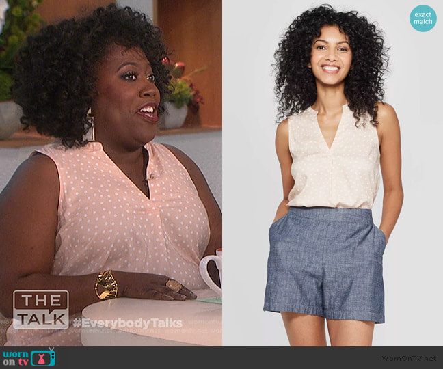 Target Polka Dot Sleeveless V-neck Blouse worn by Sheryl Underwood on The Talk