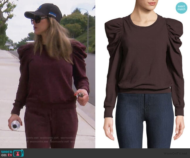 A.L.C. Loma Puff Sleeve Sweatshirt worn by Kelly Dodd on The Real Housewives of Orange County