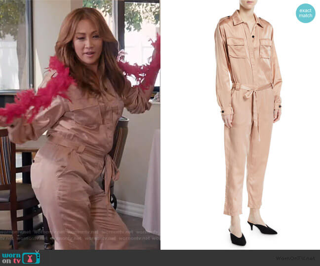 A.L.C. Jeter Silk Satin Jumpsuit worn by Carrie Inaba on The Talk
