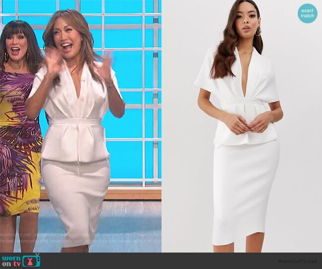 ASOS Structured Kimono Midi Dress with pelum worn by Carrie Inaba on The Talk