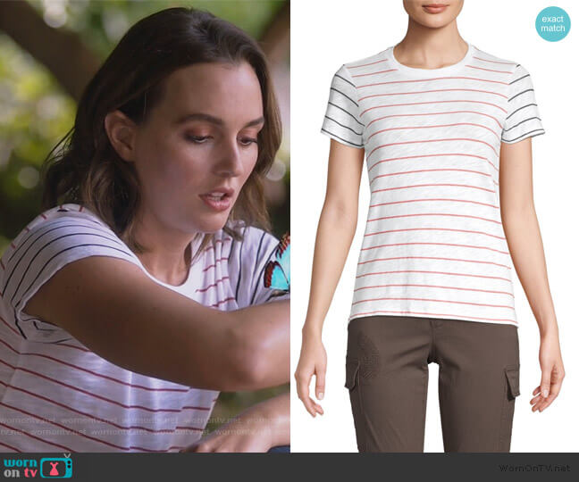 Anthony Thomas Melillo Striped Slub Jersey Short-Sleeve Cotton Tee worn by Angie (Leighton Meester) on Single Parents