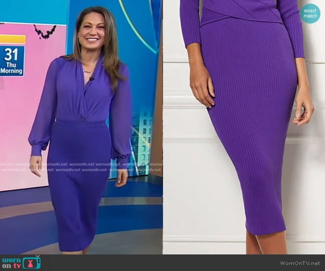 New York & Company Adelle Sweater Skirt - Eva Mendes Collection worn by Ginger Zee on Good Morning America
