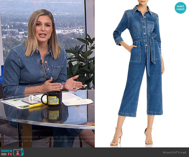 7 For All Mankind Alexa Cropped Denim Jumpsuit worn by Carissa Loethen Culiner on E! News