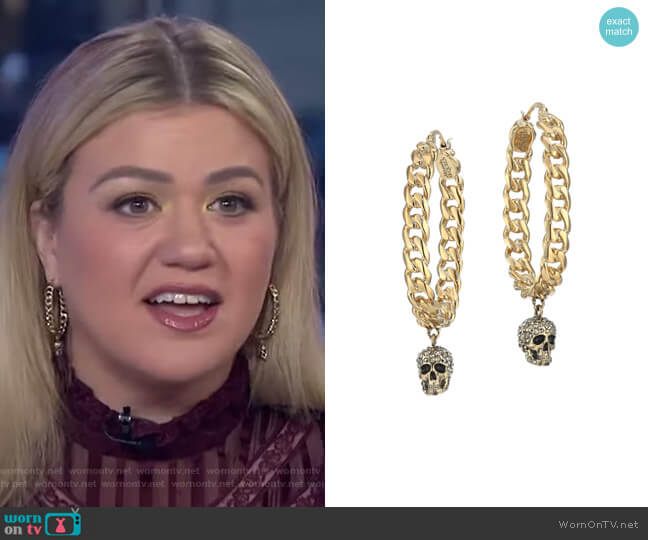 Alexander McQueen Crystal Skull Hoop Earrings