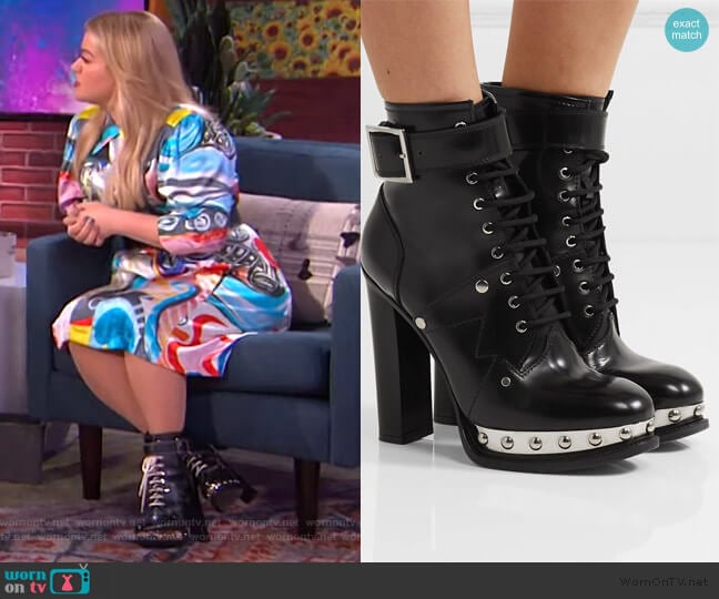 Alexander McQueen Studded leather ankle boots worn by Kelly Clarkson on The Kelly Clarkson Show