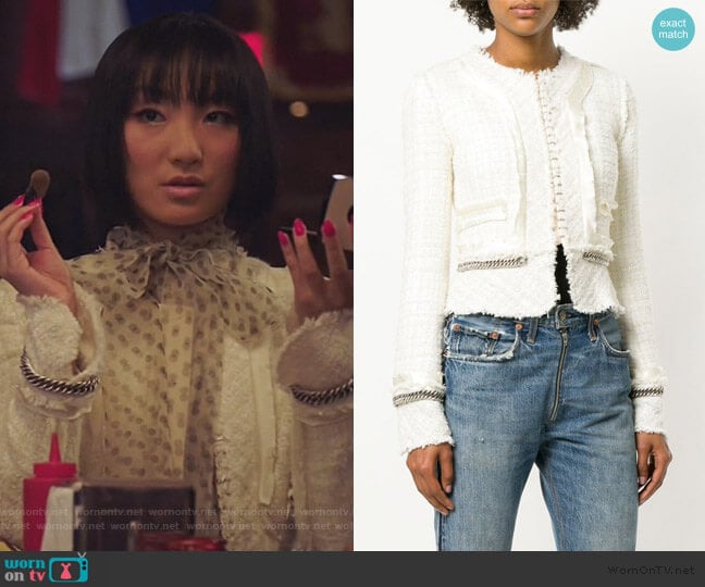 Alexander Wang Deconstructed Chain Detail Tweed Jacket worn by Mei Lin (Poppy Liu) on Sunnyside