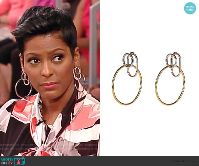 Alexander Wang Mixed Metals Triple Ring Earrings worn by Tamron Hall on Tamron Hall Show