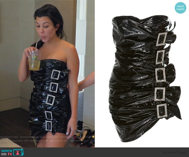 Alexandre Vauthier Patent Leather Buckle Dress worn by Kourtney Kardashian on Keeping Up with the Kardashians