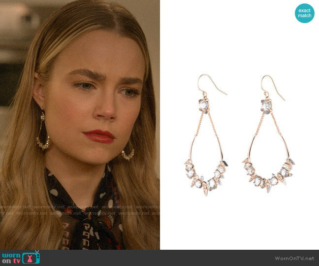 Alexis Bittar Crystal Encrusted Mosaic Drop Earrings worn by Ainsley Howard (Rebecca Rittenhouse) on Four Weddings and a Funeral