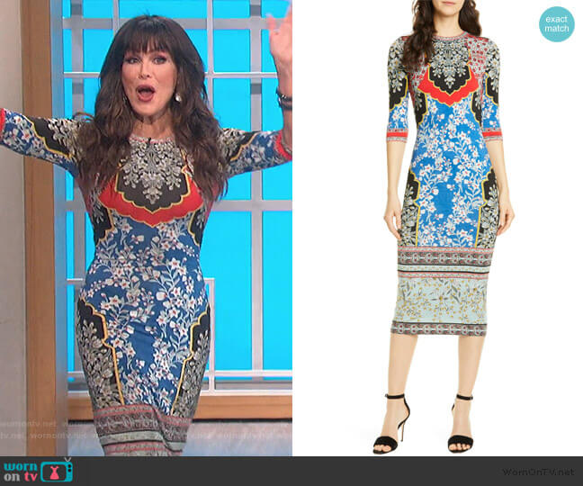 Alice + Olivia Delora Dress worn by Marie Osmond on The Talk