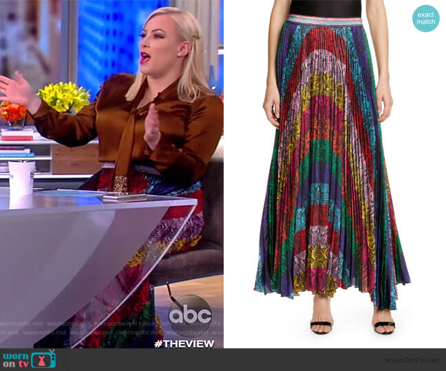 Alice + Olivia Katz Sunburst Snakeskin Maxi Skirt worn by Meghan McCain on The View