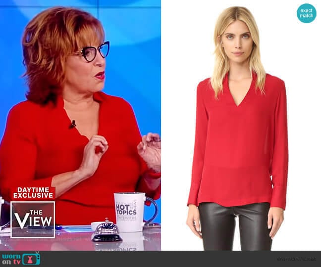 Alice + Olivia Daina Side Slit Silk Blouse worn by Joy Behar on The View