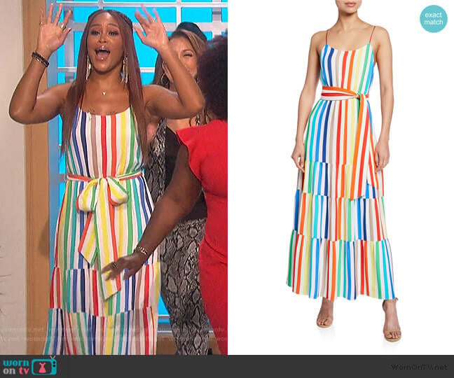 Alice + Olivia Janan Striped Maxi Dress worn by Eve on The Talk