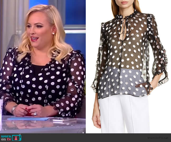 Alice + Olivia Julius Ruffle Polka Dot Blouse worn by Meghan McCain on The View