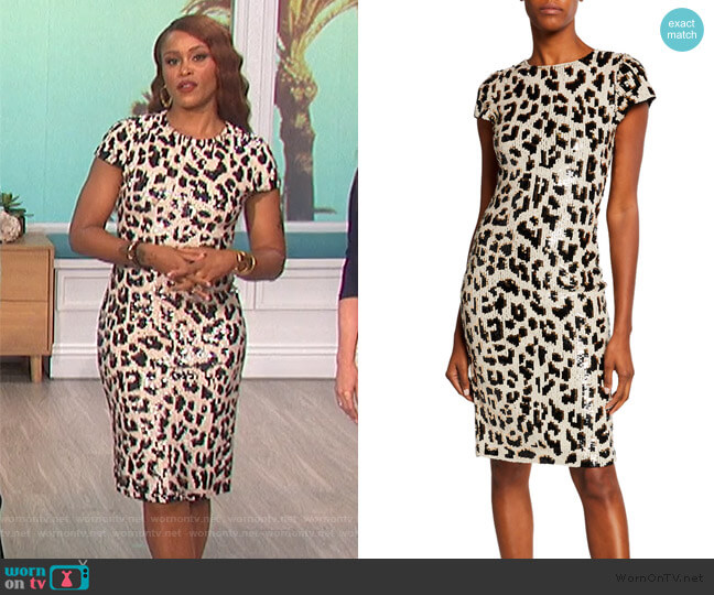 Alice + Olivia Nat Embellished Short-Sleeve Dress worn by Eve on The Talk