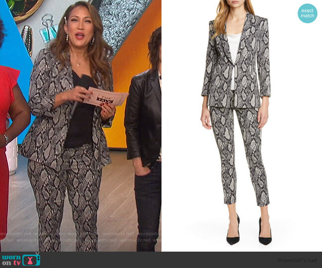 Alice + Olivia Richie Snake Print Jacket worn by Carrie Inaba on The Talk