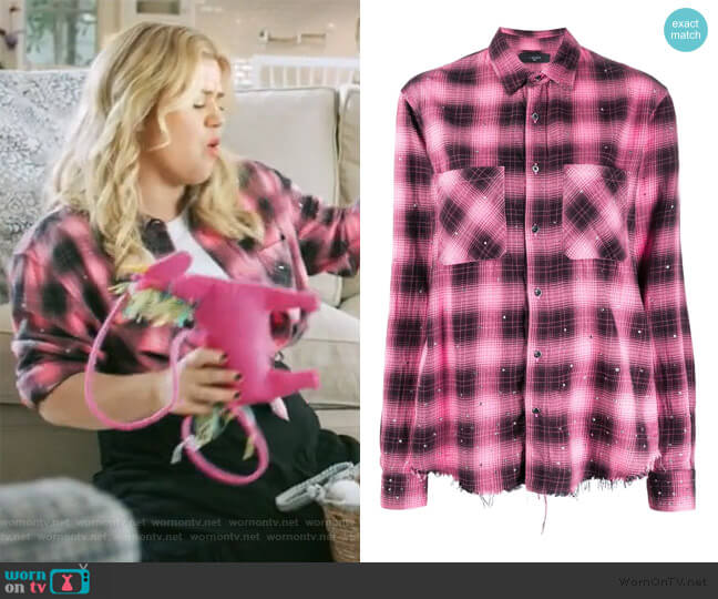 Amiri Embellished Plaid Shirt worn by Kelly Clarkson on The Kelly Clarkson Show