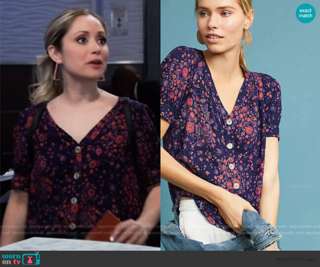 Maeve Hansley Blouse worn by Lulu Spencer Falconeri (Emme Rylan) on General Hospital
