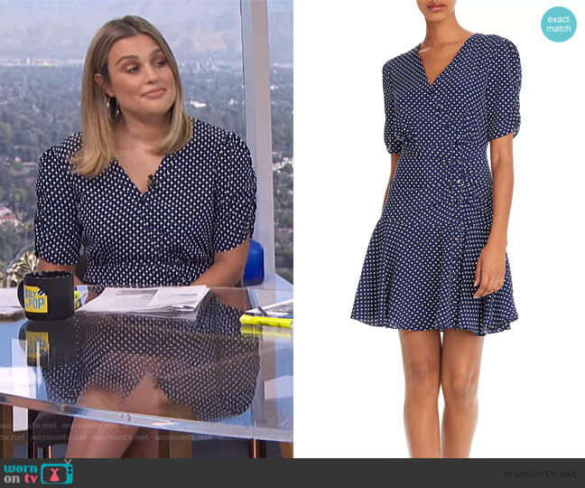 Aqua Button-Front Polka Dot Dress worn by Carissa Loethen Culiner on E! News