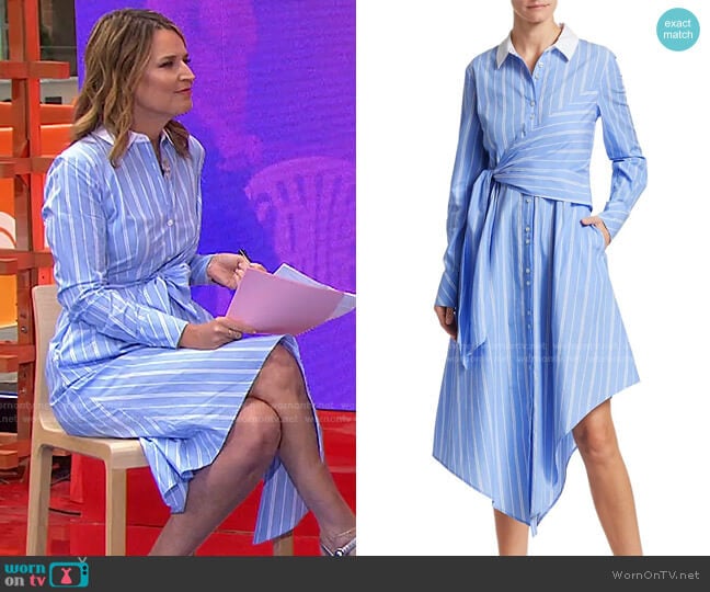 Jonathan Simkhai Asymmetric Oxford Wrap Dress worn by Savannah Guthrie on Today