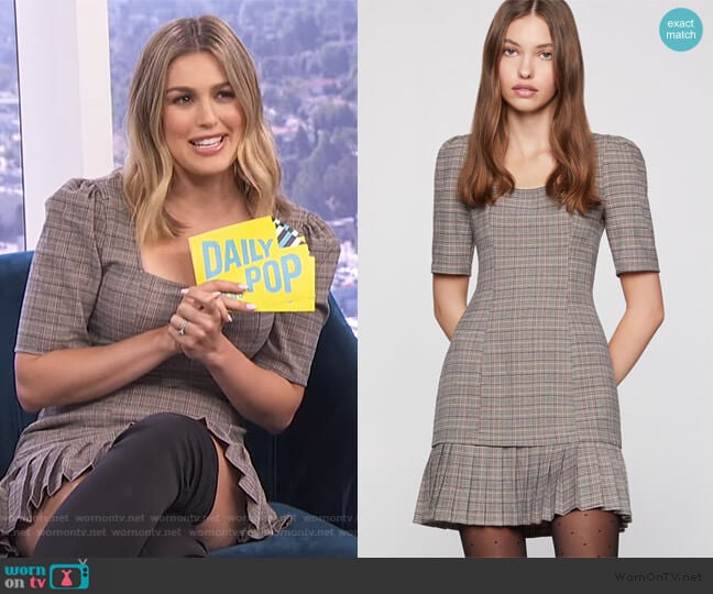 BCBGeneration Pleated Plaid Mini Dress worn by Carissa Loethen Culiner on E! News