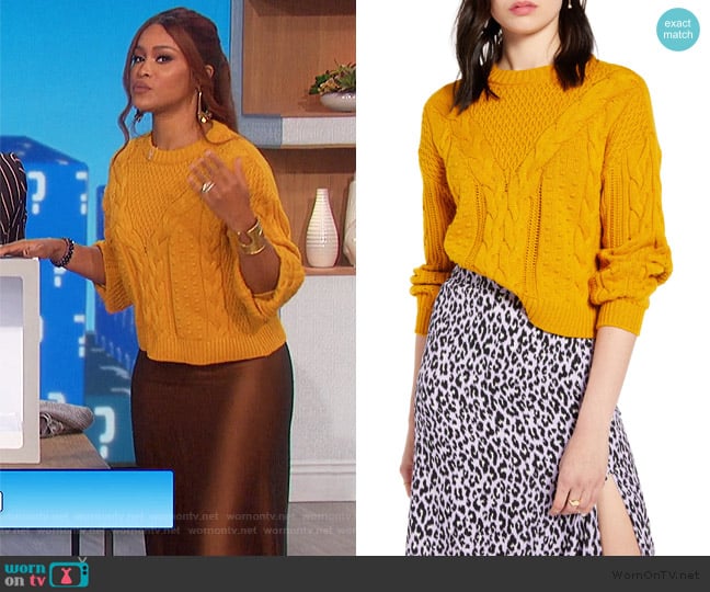 BP x Claudia Sulewski Cable Sweater worn by Eve on The Talk