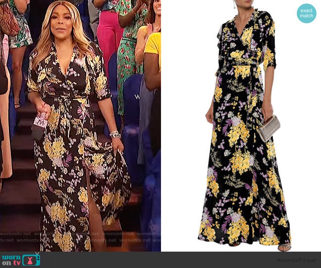 BYTIMO Ruffle floral-print maxi wrap dress worn by Wendy Williams on The Wendy Williams Show