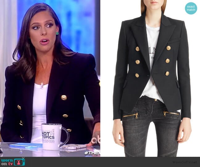 Balmain Double Breasted Wool Blazer worn by Abby Huntsman on The View