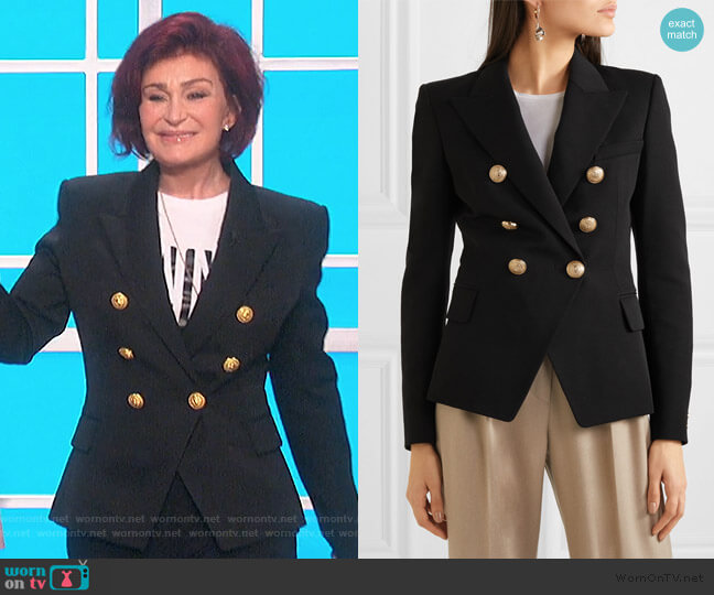 Balmain Double-breasted wool-twill blazer worn by Sharon Osbourne on The Talk
