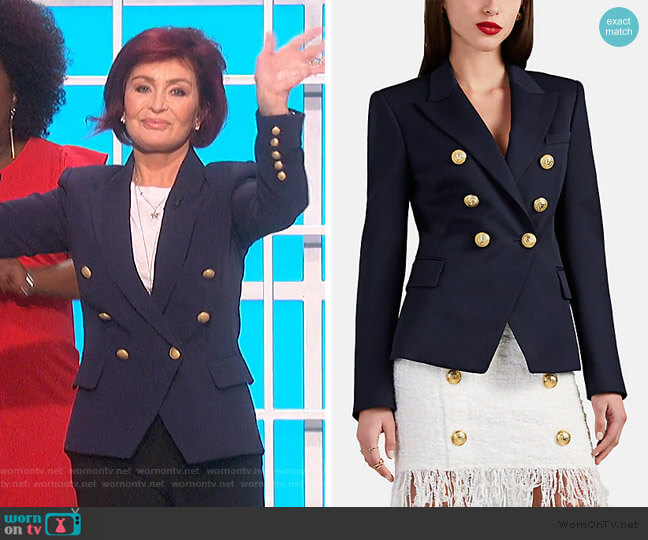 Balmain Gabardine Double-Breasted Blazer worn by Sharon Osbourne on The Talk