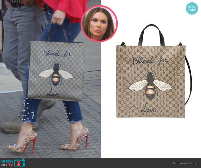Gucci Bee Print Soft GG Supreme Tote worn by LeeAnne Locken on The Real Housewives of Dallas