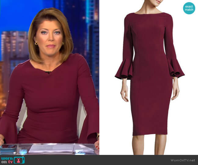 Michael Kors Bell Sleeve Dress worn by Norah O'Donnell on CBS Evening News