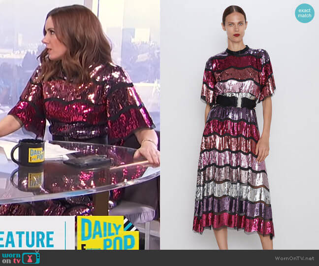 Zara Belted Sequin Dress worn by Melanie Bromley on E! News