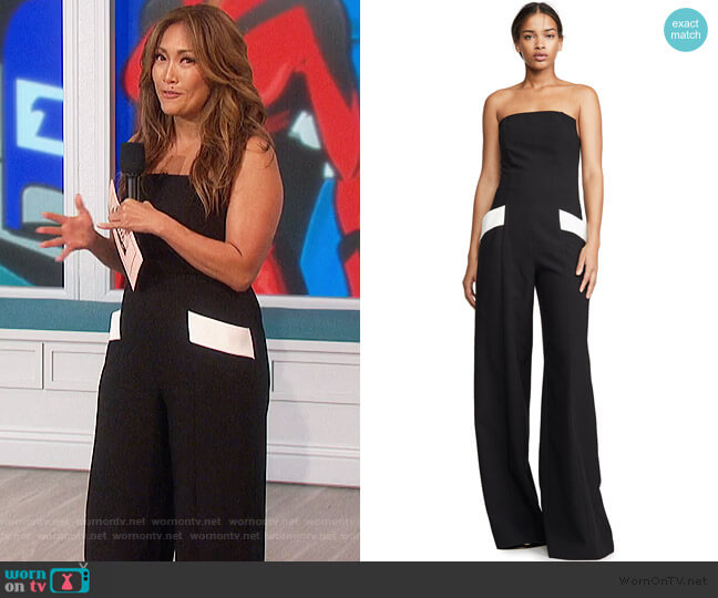 Black Halo Carmine Jumpsuit worn by Carrie Inaba on The Talk