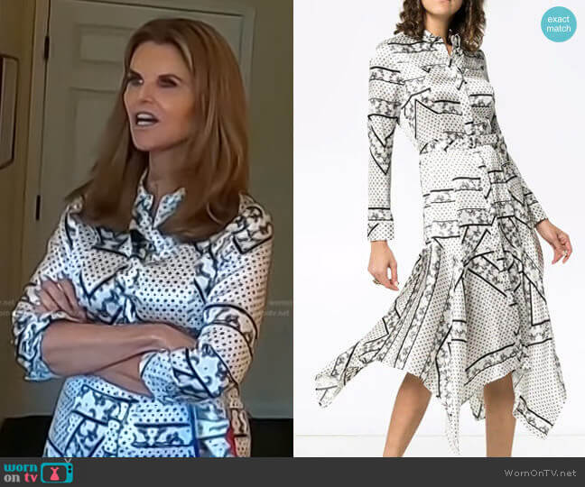 Ganni Blakely Scarf-Print Silk Dress worn by Maria Shriver on Today