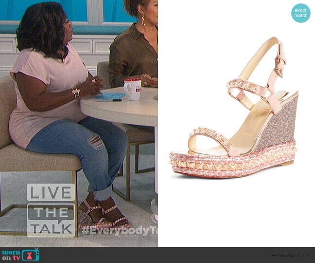 Christian Louboutin Pyradiams Platform Wedge Sandal worn by Sheryl Underwood on The Talk