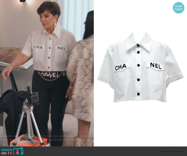 Chanel 2019 Summer Button Down Blouse worn by Kris Jenner on Keeping Up with the Kardashians