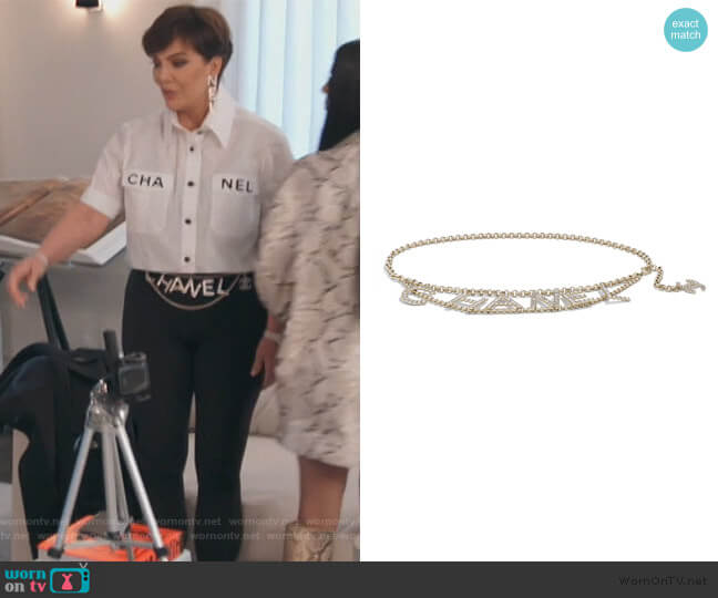 Chanel Metal and Strass Gold and Crystal Belt worn by Kris Jenner on Keeping Up with the Kardashians